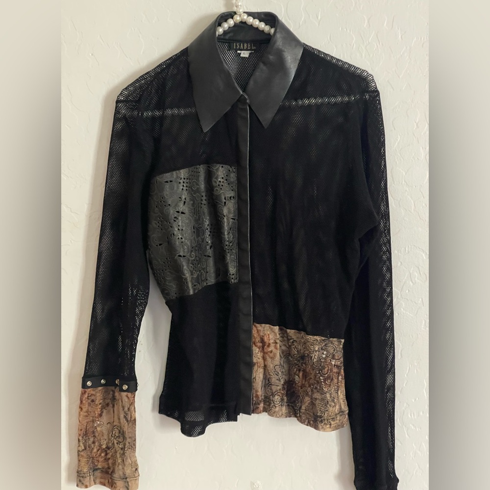 Black and Brown Patchwork Blazer Top